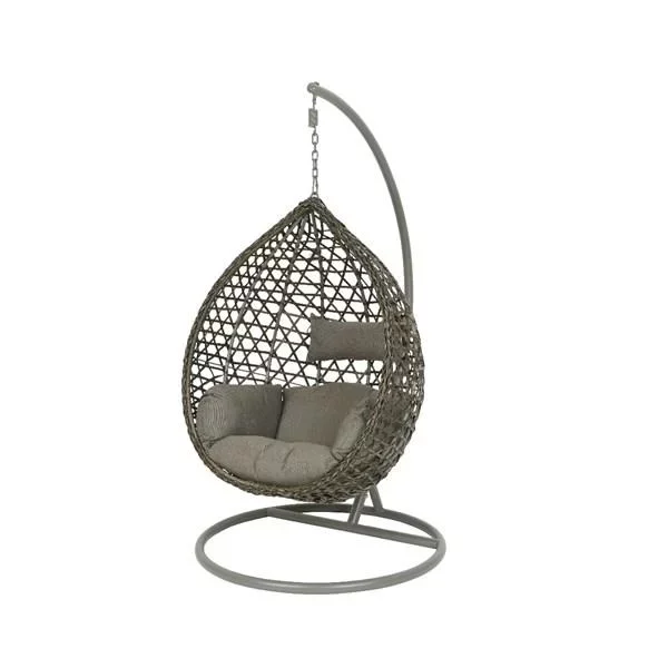 claudia teardrop indoor/outdoor hanging snug egg chair grey