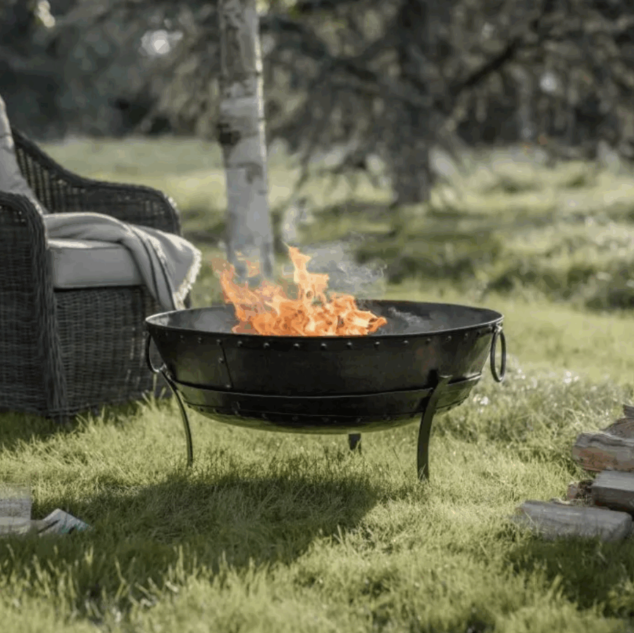 fire pit with log store