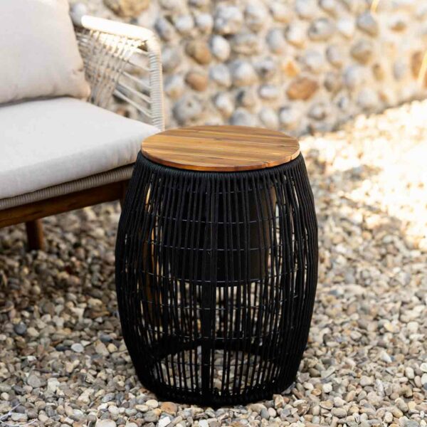 cala rope slim round side table black