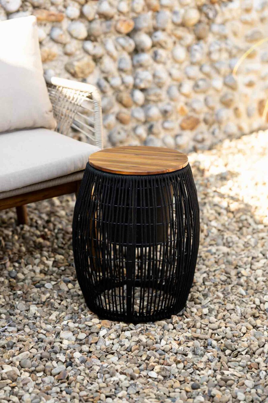 cala rope slim round side table black