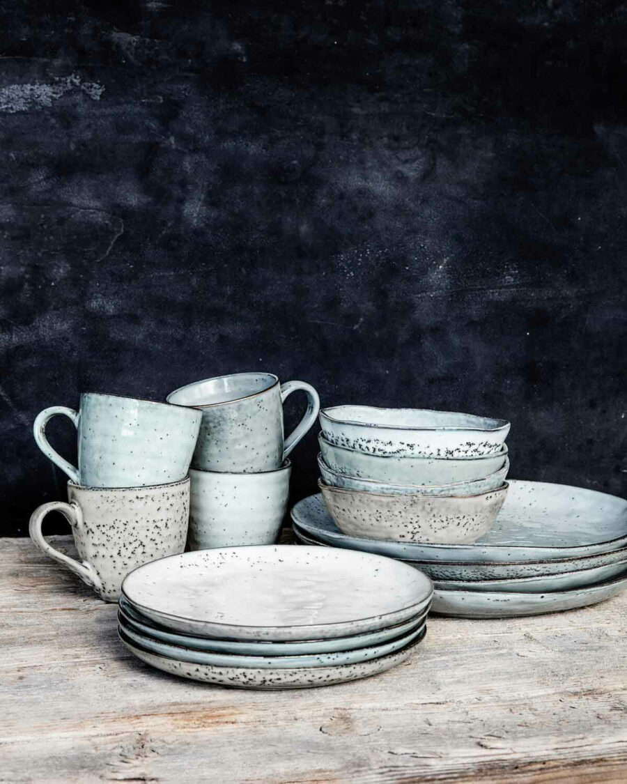 rustic, grey/blue mug