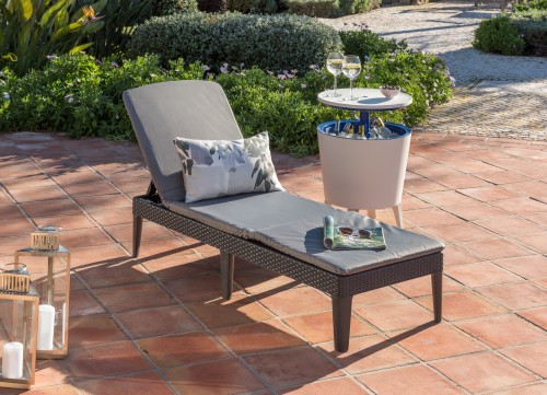 double lounger with side table grey