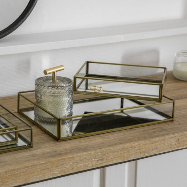 reedley mirror tray antique brass, large