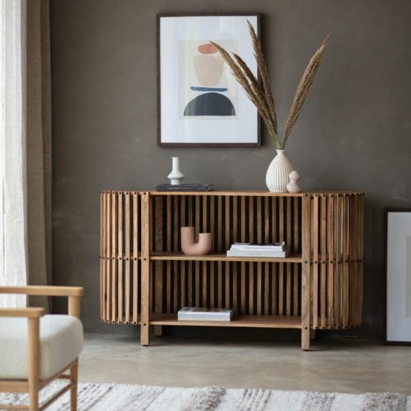 pinole slatted console table available for pre order for delivery 20th july