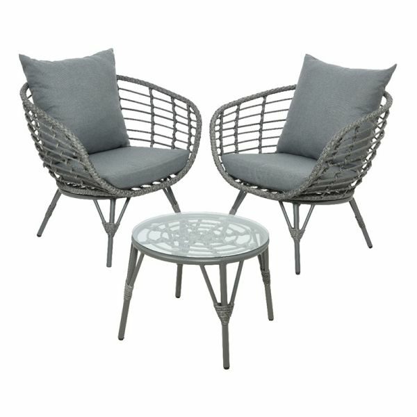 outdoor wicker villa chairs and coffee table grey