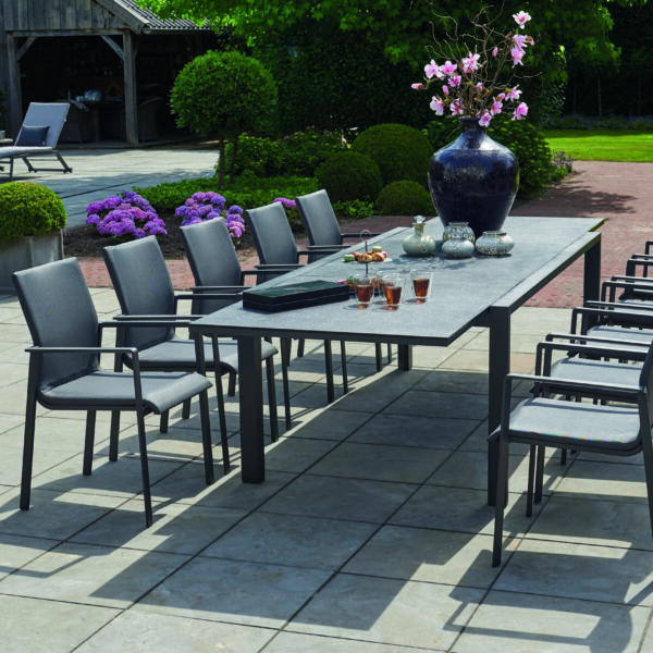anabel extending 10 seater dining table with chairs lava