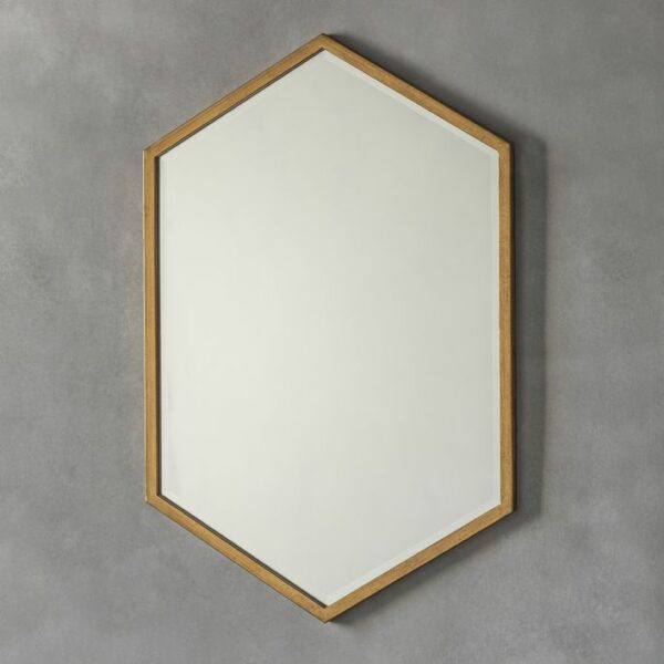 antique gold hexagonal mirror