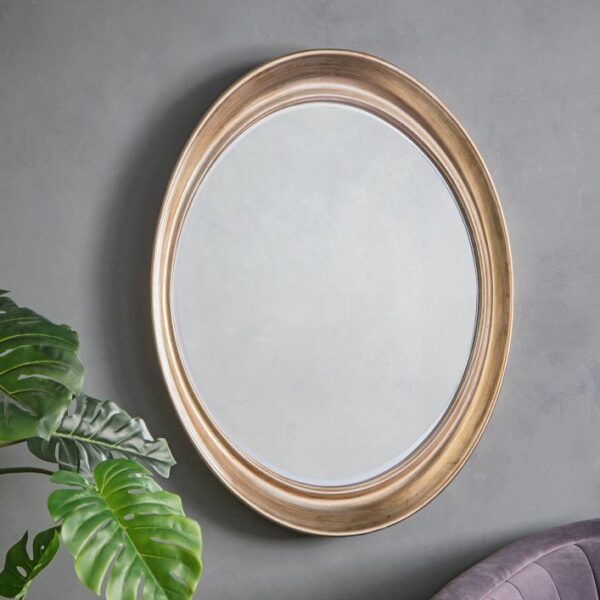 champagne and gold oval mirror