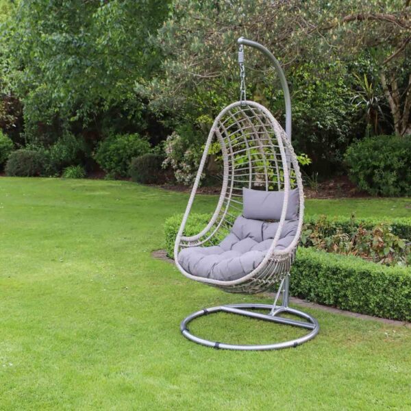 applebee single indoor/outdoor hanging snug egg chair grey