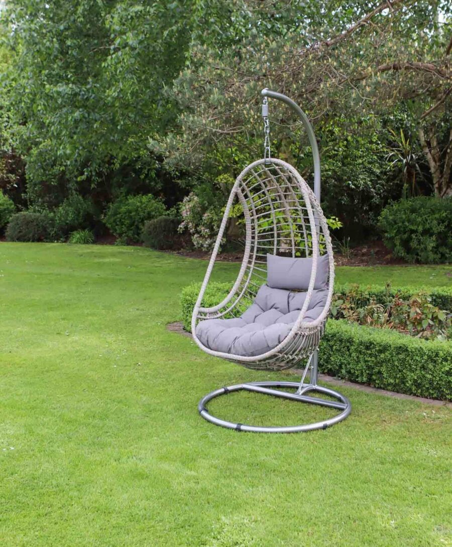 applebee single indoor/outdoor hanging snug egg chair grey