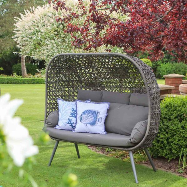 standing paloma wicker triple snug egg chair dark grey