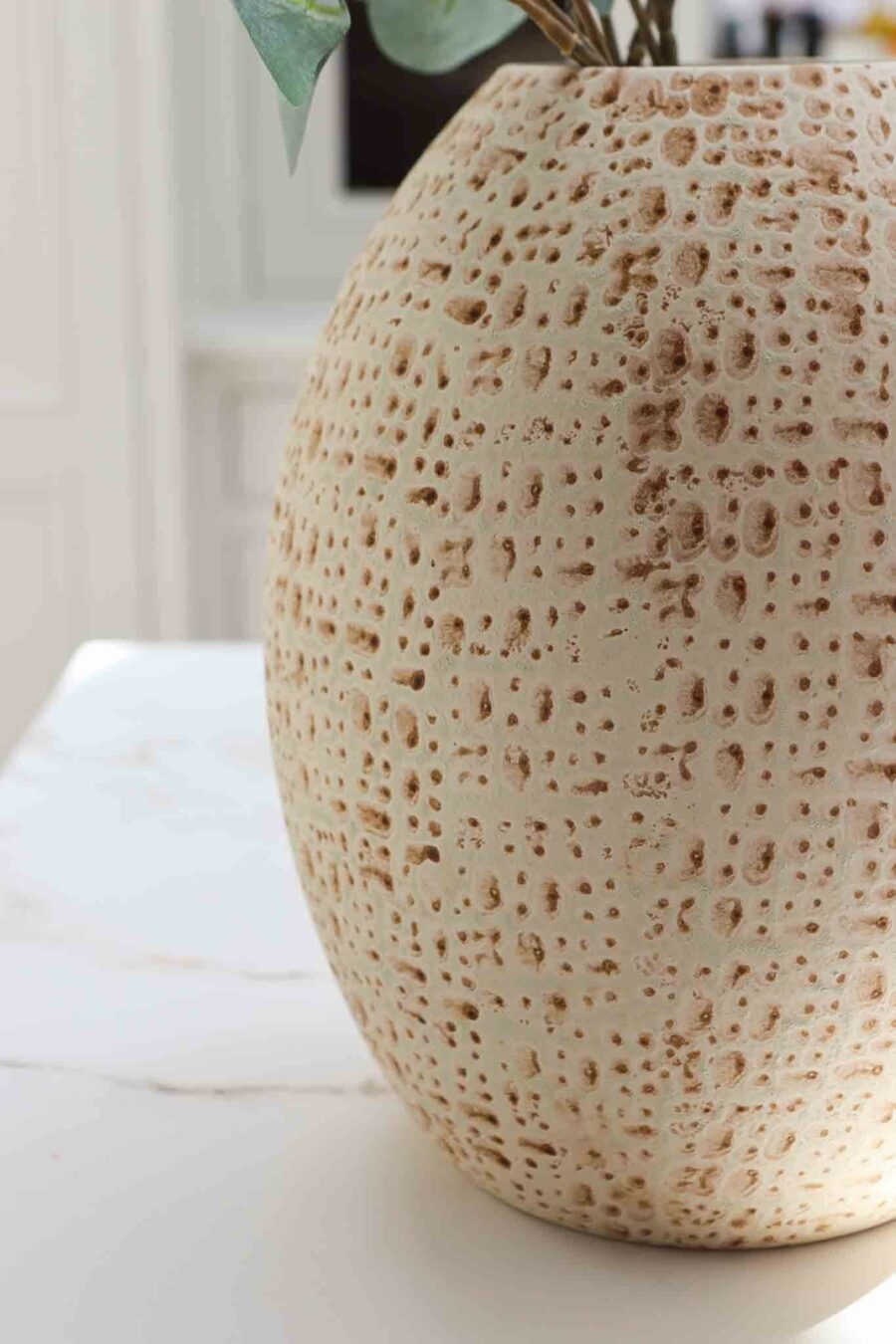 brown textured round vase