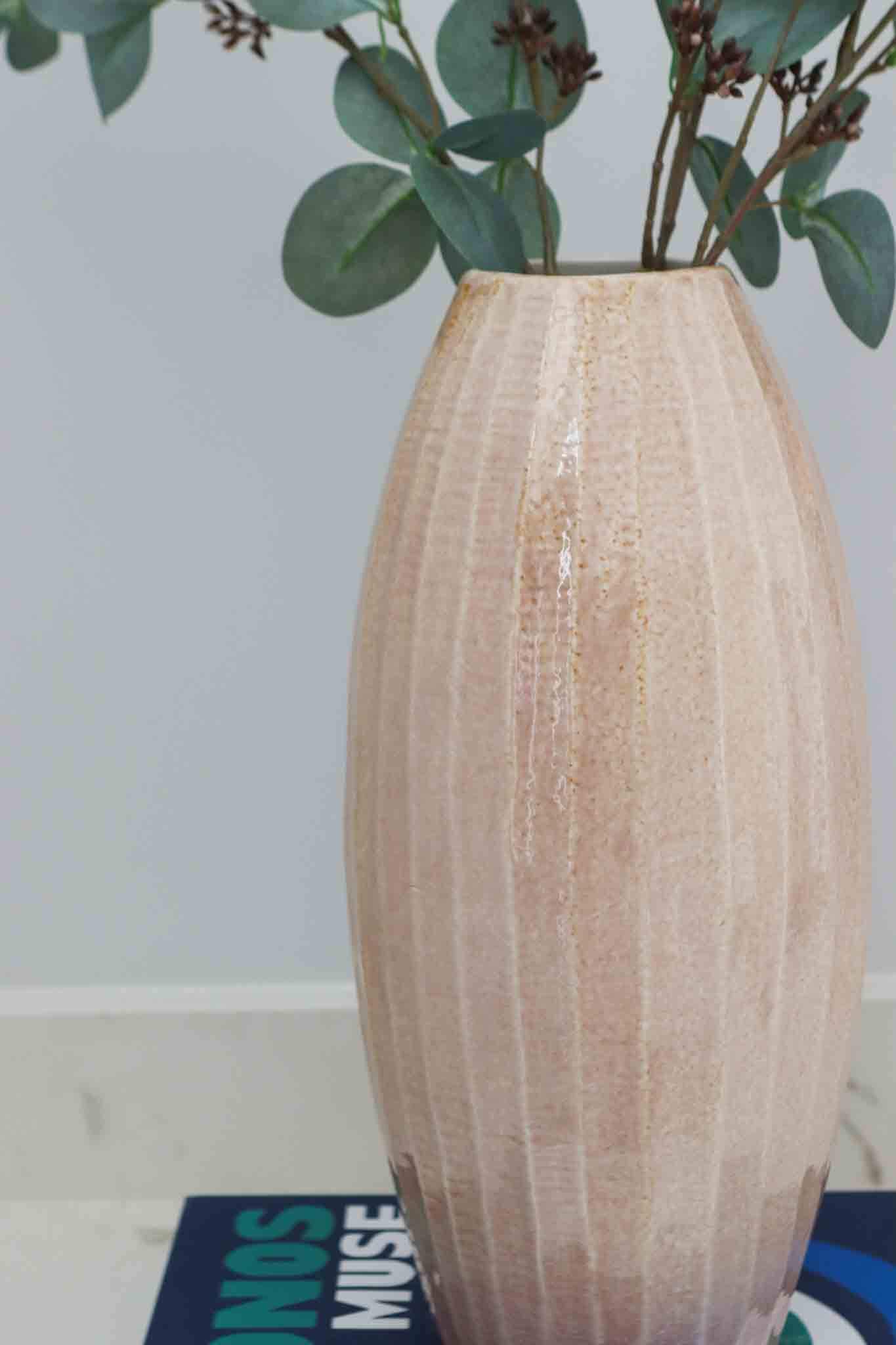 brown bevelled vase