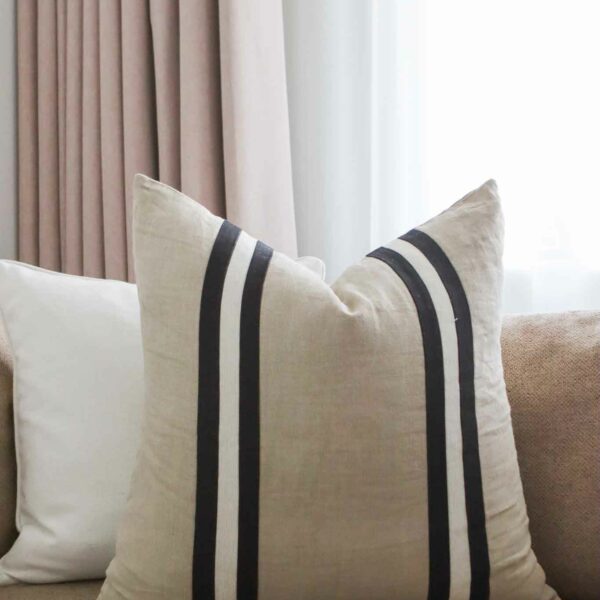 milano linen duo black and sand cushion