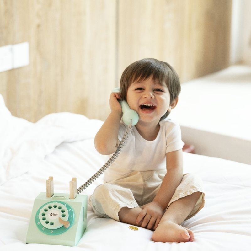 wooden play telephone