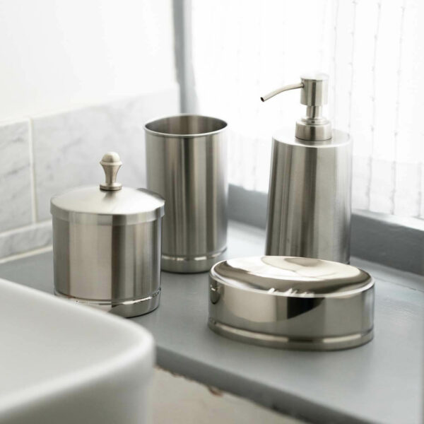 matte silver bathroom set