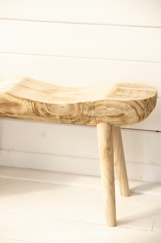 handcrafted paulownia natural bench