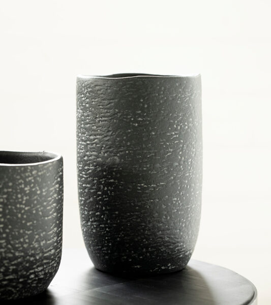 dark grey terracotta tall vase