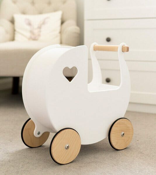 wooden dolls pram white