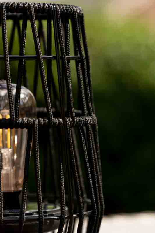 outdoor cali solar standing rope lantern black