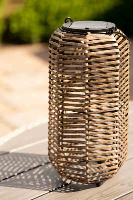 outdoor ivor solar tall rattan lantern natural