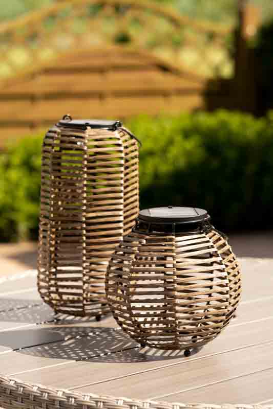 outdoor ivor solar tall rattan lantern natural