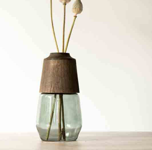 handmade glass and paulownia vase