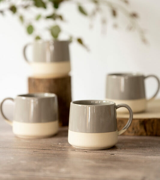 light grey dipped mug set of 4