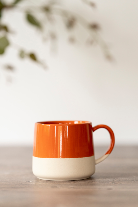orange dipped mug set of 4
