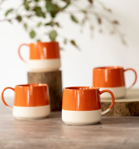 orange dipped mug set of 4