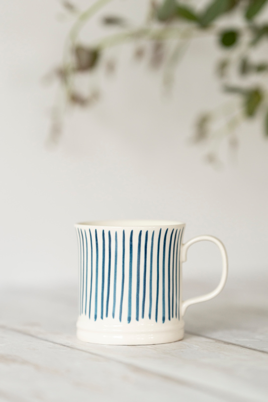 blue striped tankard mug set of 4