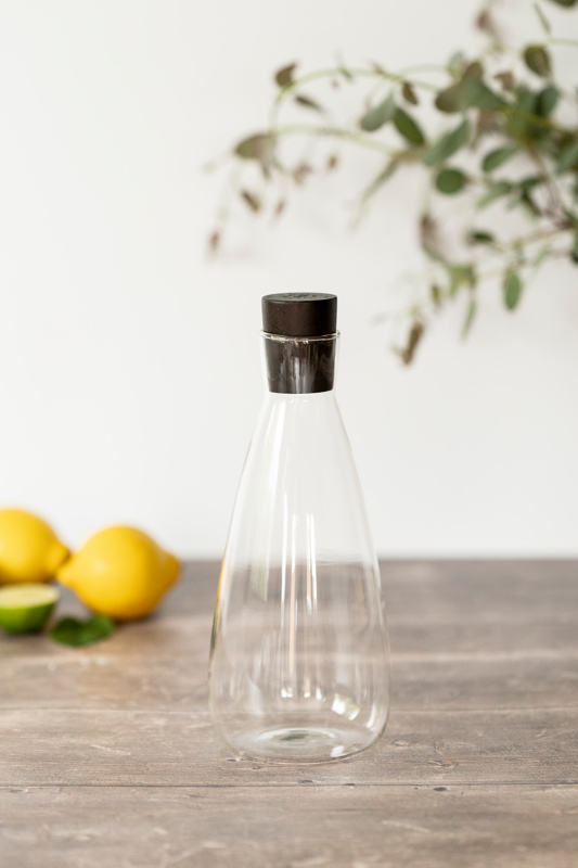 glass carafe with wooden stopper