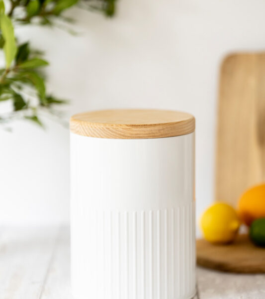 large round canister white