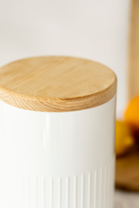 large round canister white
