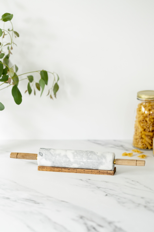 kitchen pantry marble rolling pin with wooden stand