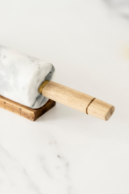 kitchen pantry marble rolling pin with wooden stand