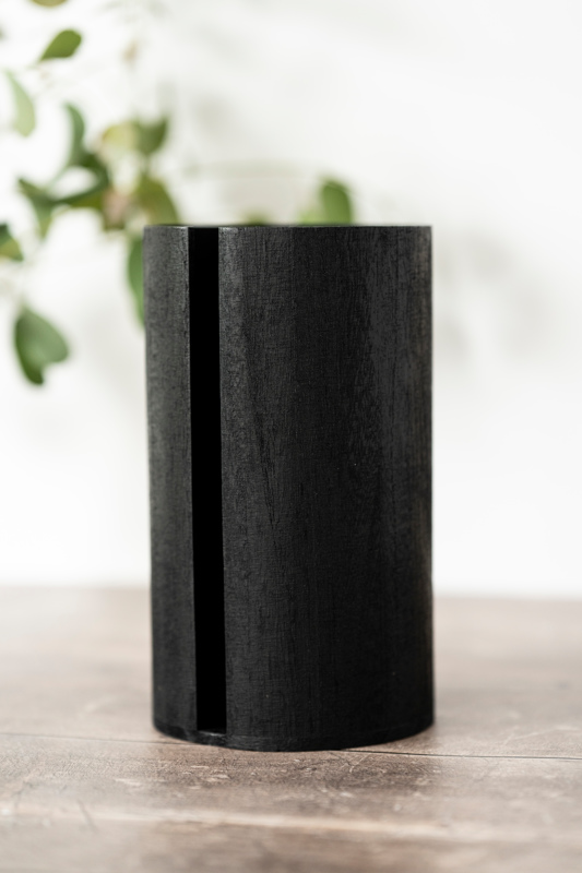 black paulownia kitchen paper stand