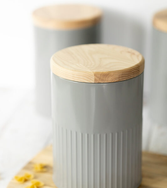 large round canister grey