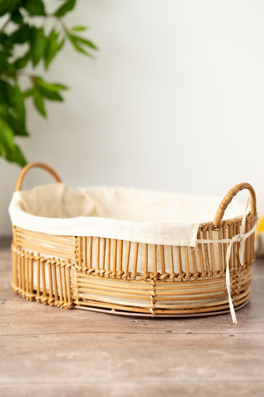 two rattan serving baskets