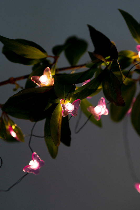 30 micro led string lights pink butterfly