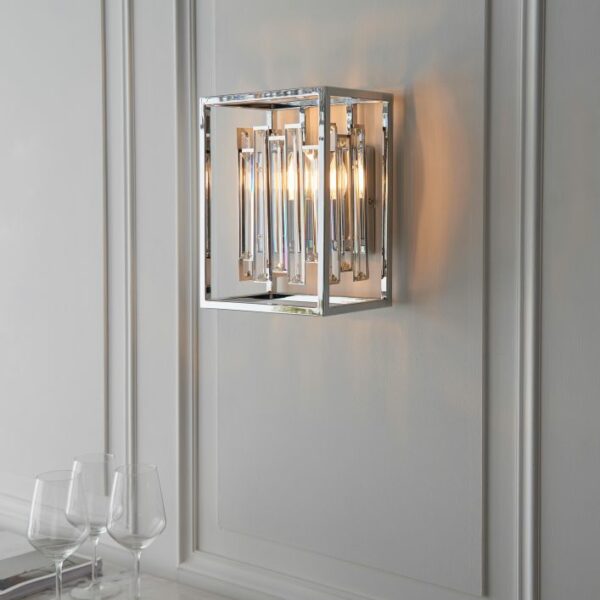 chrome and glass square wall light