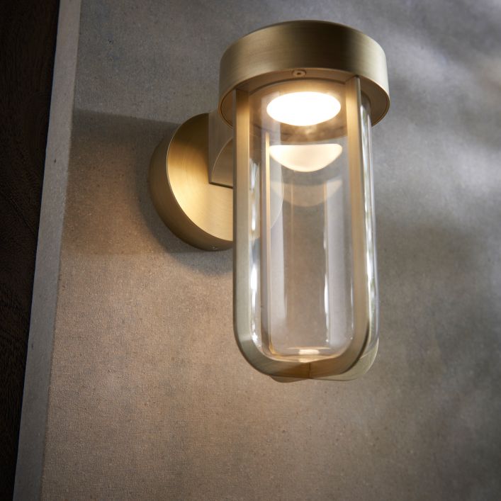antique brass clear glass wall light
