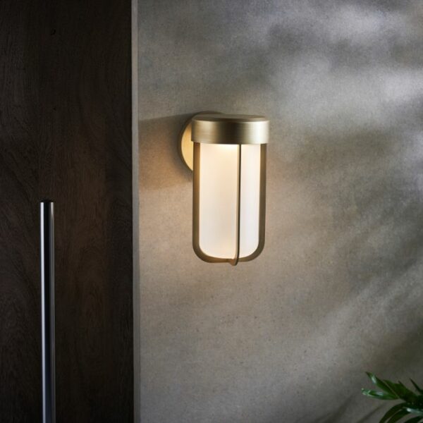 antique brass frosted glass wall light