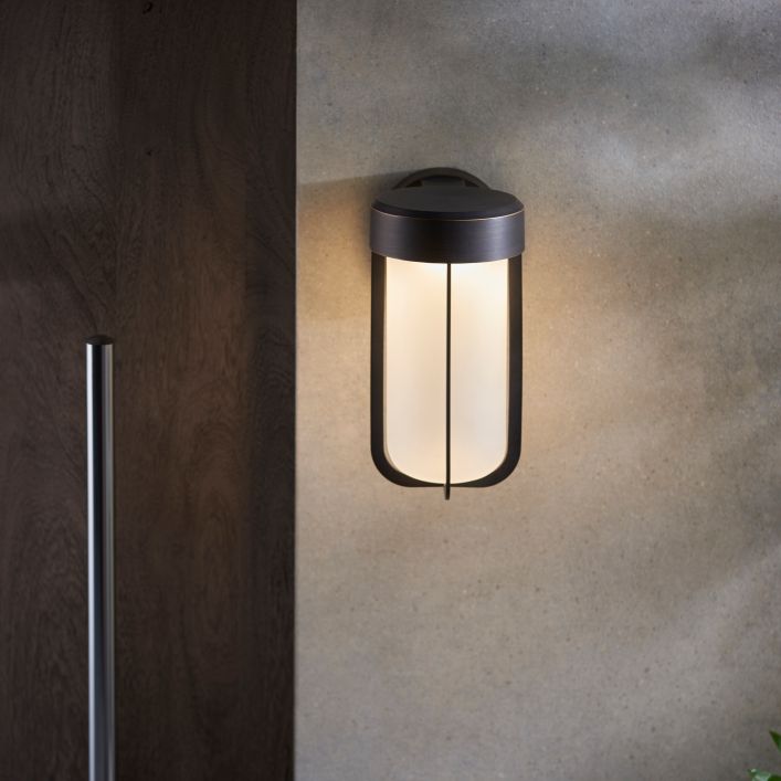 bronze frosted glass wall light