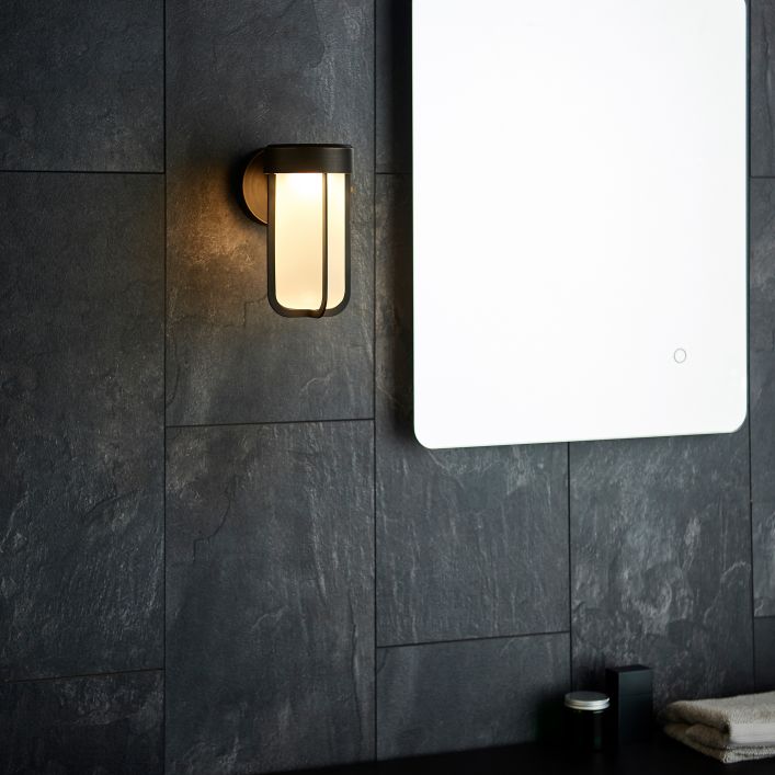 bronze frosted glass wall light