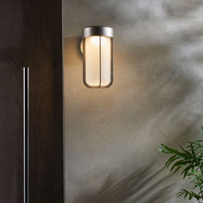 pewter frosted glass wall light