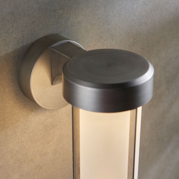 pewter frosted glass wall light