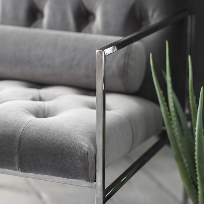 belvedere button armchair in grey