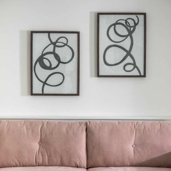 black ink whirls framed art set of two