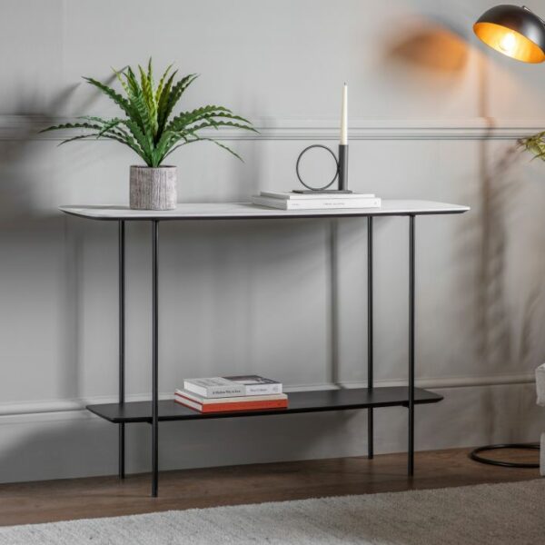 largo console table white faux marble